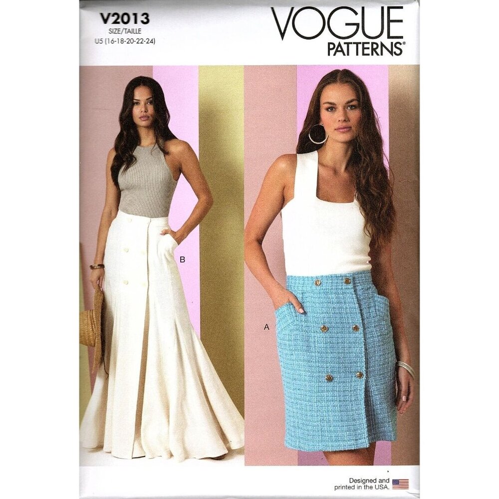 Vogue V2013 Misses 16 to 24 Double Breasted Front Skirts Uncut Sewing Pattern